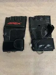 100% Leather Gloves w/ D-Rings for GYM, Resistance Strength & MMA Workout Medium