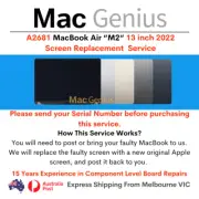 A2681 MacBook Air "M2" 13 inch 2022 Screen Replacement Service