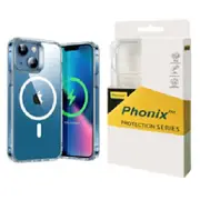 PHONIX Apple iPhone 15 Plus (6.7') Clear Rock Shockproof Case With Magenta Safe