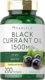 Black Currant Oil Softgels | 1500mg | 200 Count | Non-GMO and Gluten Free Formula | Black Currant Seed Oil | by Carlyle
