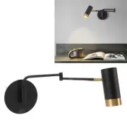 JY (Black)Swing Arm Wall Lamp Wall Mounted Bedside Lamps With Adjustable Swing