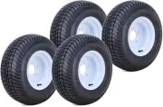 WANDA Golf Cart Tire Rim 205/65-10 4-Ply with 5 Lugs on 4.5" White Wheel Set 4