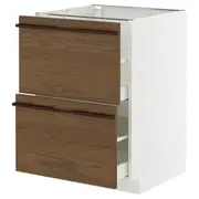 METOD / MAXIMERA base cb 2 fronts/2 high drawers, white/Stensta dark brown ash veneer, 60x60x80 cm