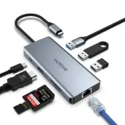 USB C Hub, 8 Ports USB C Adapter with Dual Display 4K HDMI, USB C Docking Sta...