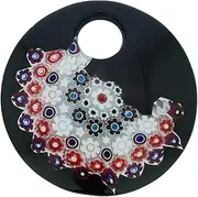 [Glass Of Venice] GlassOfVenice Murano Glass Black and Red Millefiori Pendant - Round