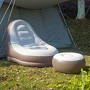 Auto Inflatable Chair, Portable Inflatable Couch Lazy Sofa, Folding Cozy Air Chair with Ottoman, Indoor Outdoor Blow Up Lounger Chair for Picnics Hiking Beach Home Park Travel