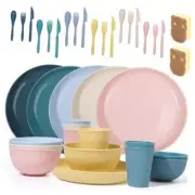Wheat Straw Dinnerware Sets - 36 Piece Unbreakable Dinnerware Sets Colourful