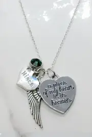 "A piece of my heart is in Heaven" Memorial Necklace for Niece Sympathy Gift