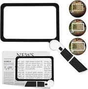 5X Magnifying Glass for Reading Full Page Folding Book Reading Magnifying Glass with 48 Adjustable LED Light Portable High Clarity Rectangular Handheld Magnifier for Reading Small Fonts Seniors