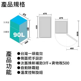 【Kolin 歌林】90公升一級能效定頻右開雙門小冰箱(KR-SE20967拉絲銀/一鍵除霜)