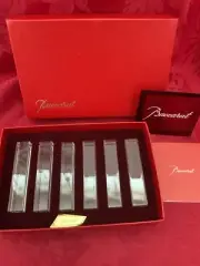 NIB FLAWLESS Unique BACCARAT France Six Glass VEGA Crystal KNIFE CHOPSTICK RESTS