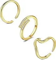 [MODRSA] Gold Toe Rings for Women Gold Toe Ring non Tarnish Adjustable Womens Toe Rings Big Toe Jewelry Simple Tail Ring Stackable Rings Wave, Metal, stainless-steel