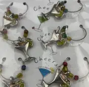NEW!! Drink Markers Set of 6 with Beads and Champagne Glass Charm