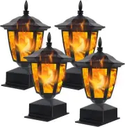 Dynaming Solar Flame Post Lights Outdoor, Solar Powered Lamps Fence Post Cap