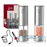 Electric Salt and Pepper Grinder Set, Pepper Mill With Adjustable Coarseness,...