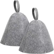 Toddmomy 2Pcs Sauna Hat Wool Felt Sauna Cap Russian Banya Hat Spa Hat Bath Hat Shower Hair Cap Head Protection Cover Sauna Accessories for Sauna Dry Steam Room Grey