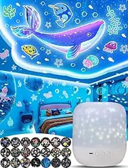 21 Sets of Films, Projector Night Light for Kids Bedroom, Kids Night Light Projector, Ceiling, Star Galaxy Projector with 360° Rotation, Dimmable for Girls, Birthday, Christmas, Nursery, Room Decor