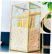 Makeup Brush Holder Organizer with Lid, Glass Cosmetic Make Up Brushes