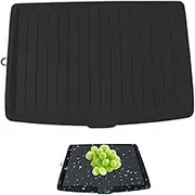 Dish Drain Board Plastic Drain Boards 17.6x12.2'' Dish Drainer Tray Large Dish Drainer Mat with Side Drop Slope Diversion Drainboard for Dish Rack Kitchen Counter, Dish Drain Board