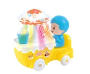 Electric Universal Walking Light Ice Cream Toy Car Light Music Projection Ice Cream Car Suitable for Children-Yellow