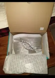 Vans X Proper Collab. LIMITED BEACH SATIN SILVER WHITE BLUE SUPREME SZ 10