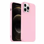 For Apple iPhone 12 Pro Silicone Silky Soft Case with Microfiber TPU Ultra Slim Anti Scratch Shockproof Cover (Sand Pink)