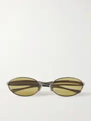 [BOTTEGA VENETA EYEWEAR] BOTTEGA VENETA EYEWEAR - Sardine Oval-frame Gunmetal-tone Sunglasses - Silver - One size One size Silver