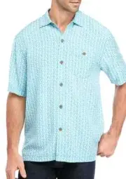 Tommy Bahama Men's Marciano Tiles Camp Shirt in Glass Bead Blue, M