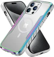 Sicher for iPhone 15 Pro 6.1-Inch Case, Compatible with MagSafe, Clear Back with Soft Edge/Color Changing Metal Frames Protective, Magnetic Phone Case for iPhone 15 Pro