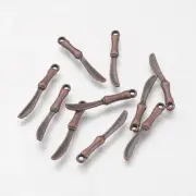 10 Knife Charms Antiqued Copper Cooking Pendants Chef Miniatures