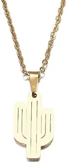[SHMAZ] Stainless Steel Necklace For Women Gold And Silver Color Cactus Pendant Necklace