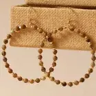 Mocha Marble Bead Circle Dangle Earrings Beaded Bohemian Style Fashion Jewelry