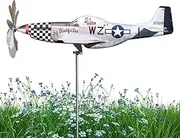 Airplane Wind Spinner Metal | Windmill Aircraft Wind Sculpture For Garden | Stainless Steel Wind Catcher, Weatherproof Wind Powered Yard Art Decoration For Outdoor Lawn