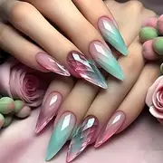 [LYMCY] Press on Nails, Gradient Cat Eye Nail, Artificial Nails for Women and Girls -24 pcs