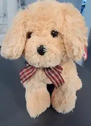 Ty - Goldwyn Golden Retriever Dog Plush 10" Stuffed Animal Plaid Bow 2015***