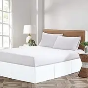 Vivacious Bedding Premium 800TC Split Corner Bed Skirt White King Size 17" Drop Length - 100% Organic Cotton Bedskirt