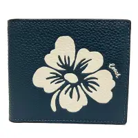 在飛比找Yahoo奇摩購物中心優惠-COACH 男款花卉6卡證件卡片短夾(藍/米白)