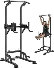 VEVOR Power Tower Dip Station, 10-Level Height Adjustable Pull Up Bar Stand, Multi-Function Home Gym Strength Training Fitness Workout Equipment with 7-Level Adjustable Backrest, PU Elbow Pads, 440LBS
