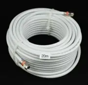 20m RG6 Coax White Quad Shield F-Type Cable Digital TV Foxtel Telstra Optus NBN