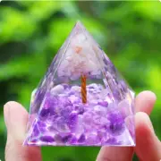Crystals Stone Orgone Pyramid Energy Generator Natural Amethyst Peridot G