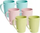 6-Pack 12Oz Wheat Straw Mugs, Dishwasher Safe Unbreakable Coffee Mug Set with Ha
