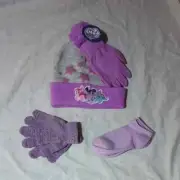 My Little Pony Winter Beanie Hat & 2 Pairs Gloves Set with Pom Pom