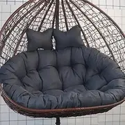 Seat Cushion,2 Person Hammock Swing Chair Cushion, Double Seater Egg Chair Cushion Only, 2 Seater Cushions for Hanging Basket Chair Waterproof, Cover Washable and Detachable(Dark Grey)
