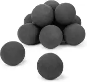 Black Round Ceramic Fire Balls for Fire Pit, Tempered Fire Stones for Natural