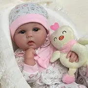 Reborn Baby Doll Girl, 16 inch Soft Weighted Body, Cute Lifelike Handmade Silicone Doll