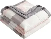 Summer/Spring Daily Ceiling Bed Overload Cotton Blue Green Quilted Ceiling Patchwork wendedesign Checkered, Beige bedsprads Duvet Double Bed underpinned and Quilted Step Ceiling