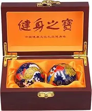 1.97'' Baoding Balls Hand Exercise Stress Balls with Chimes Dragon&Phoenix Pattern with Box Parents Gift