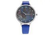 CRR007 La Romance - Silver-Blue Leather Strap Watch by Charlotte Raffaelli for Women - 1 Pc Watch