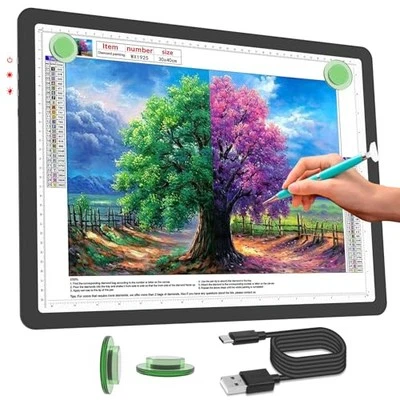 Phylosal Rechargeable LED Light Pad for Diamond Painting, Ultra-Thin A3 Black