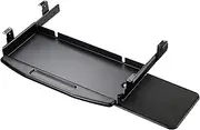 Meichoon Under-Desk Keyboard Tray with Retractable 360-degree Swivel Mousepad All Steel Slide Drawer Silent and Smooth 18.9 * 7.9"/48 * 20cm Panel Sturdy Durable Black